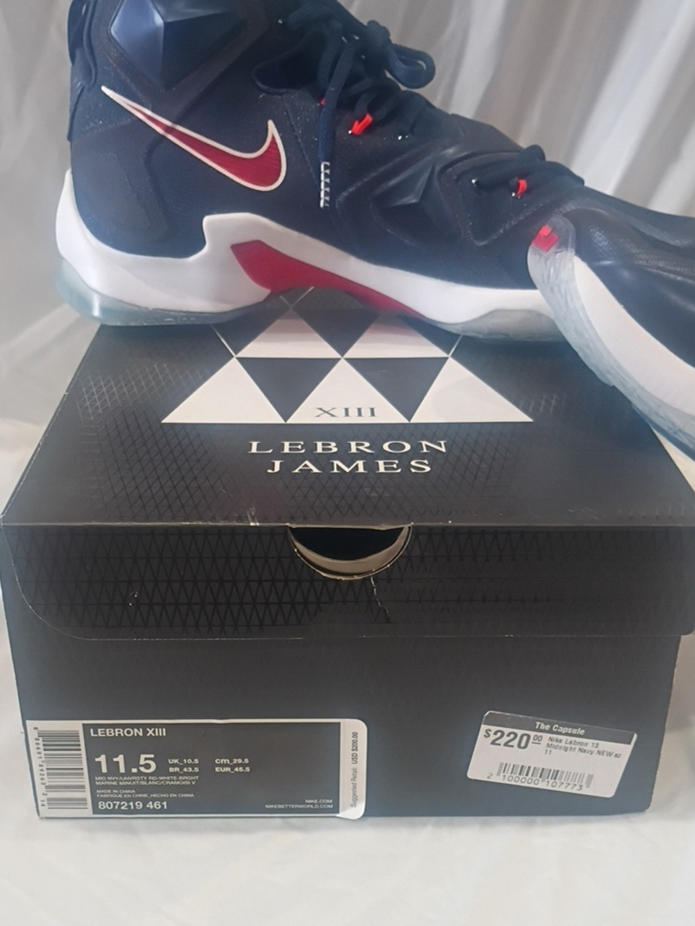 Nike LeBron XIII Men's Basketball Shoes - Navy/Red/White Dead Stock